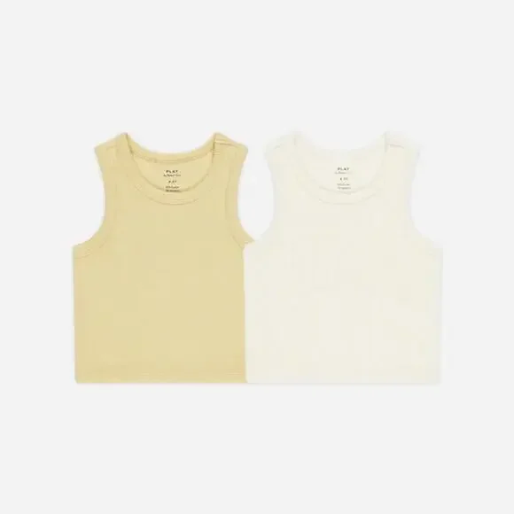 NWT Rylee + Cru Ribbed Tank Set in Yellow & Ivory - Kids Matching Set - Picture 1 of 1